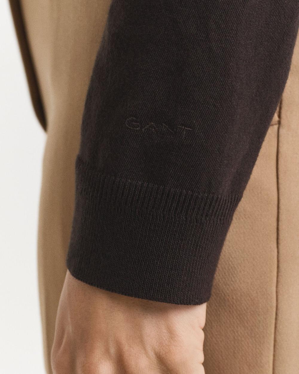 Gant Seamless Buttoned Long Sleeve Polo Shirt Deep Brown