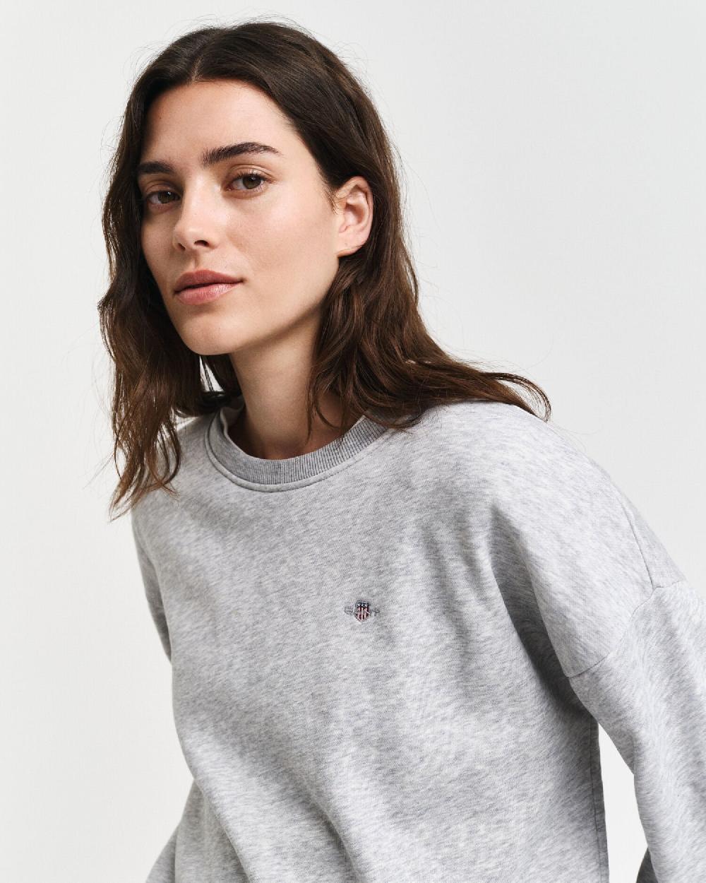 Gant Shield Crew Neck Sweatshirt Light Grey Melange