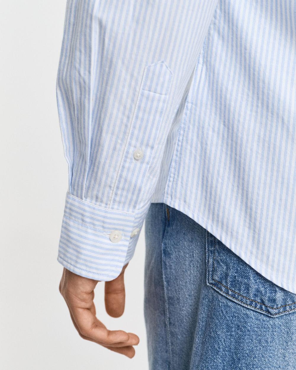 Gant Slim Fit Banker Stripe Classic Oxford Shirt Light Blue