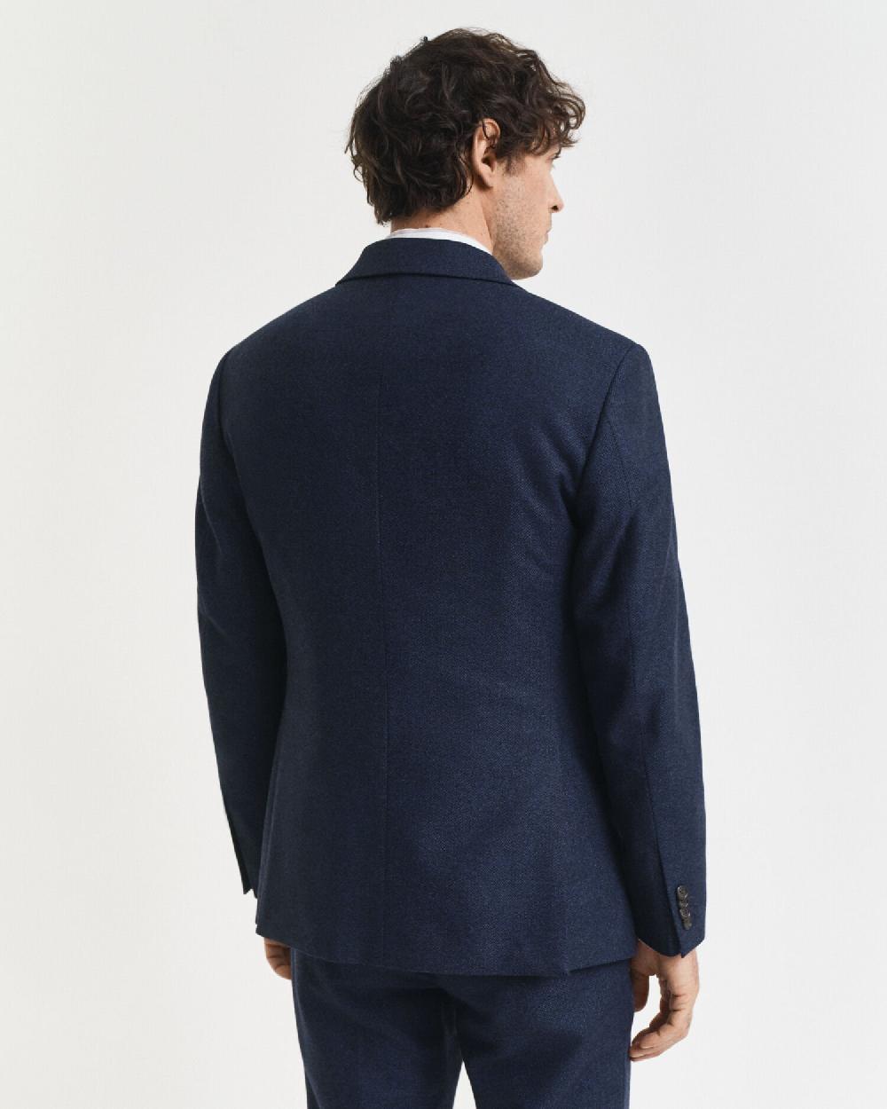 Gant Slim Fit Flannel Herringbone Suit Jacket Evening Blue