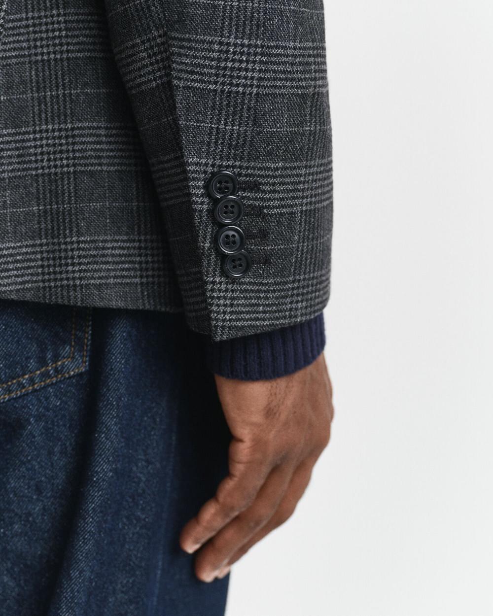 Gant Slim Fit Glen Check Suit Jacket Antracit Melange