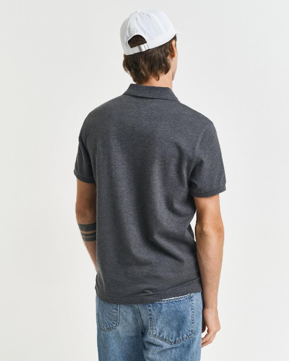 Gant Slim Fit Shield Piqué Polo Shirt Antracit Melange