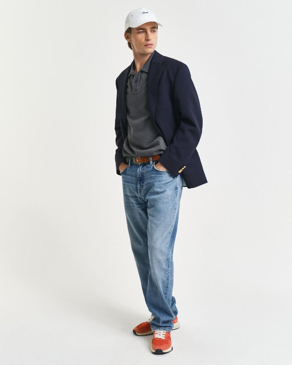 Gant Slim Fit Shield Piqué Polo Shirt Antracit Melange