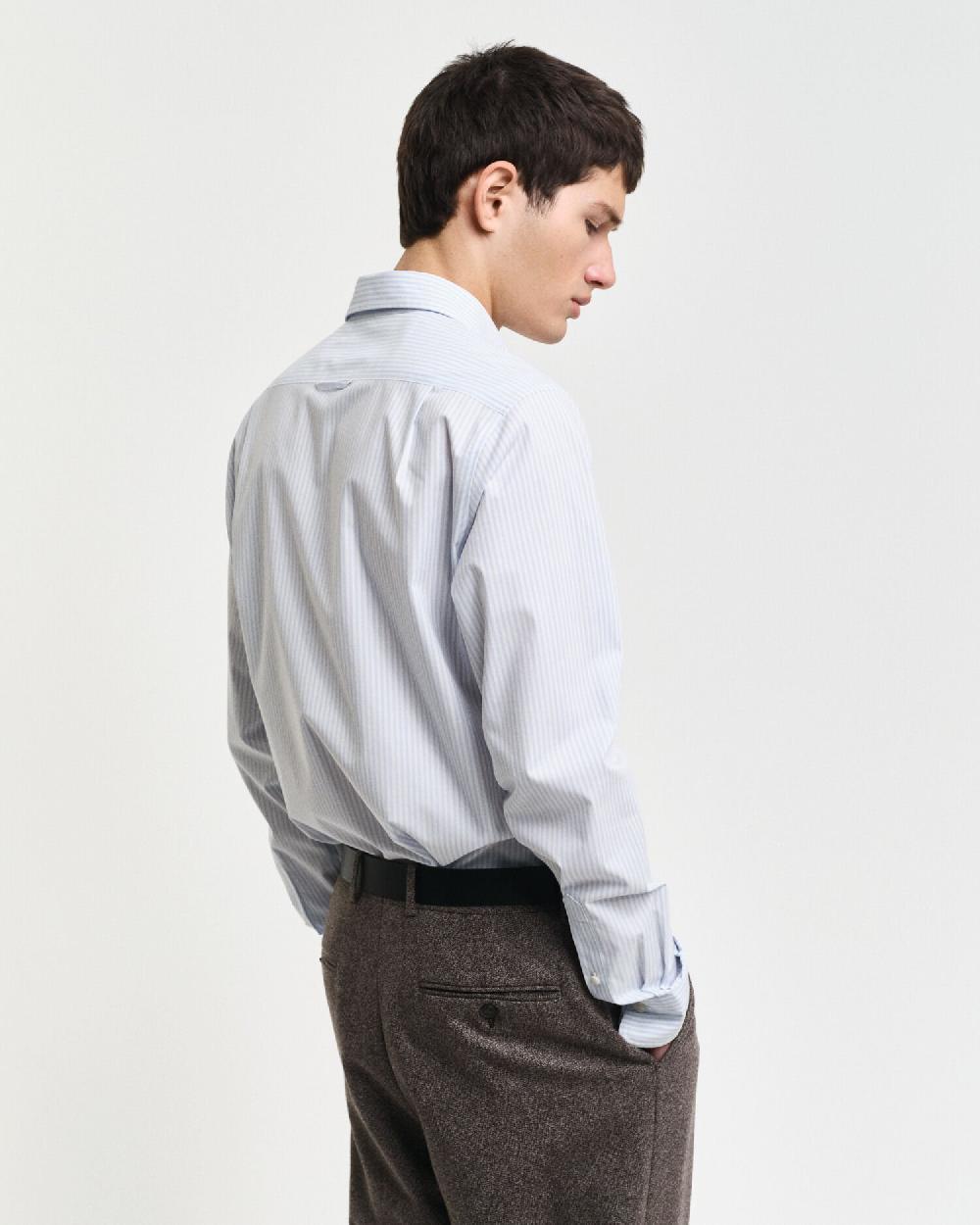 Gant Slim Fit Striped Stretch Poplin Shirt Light Blue