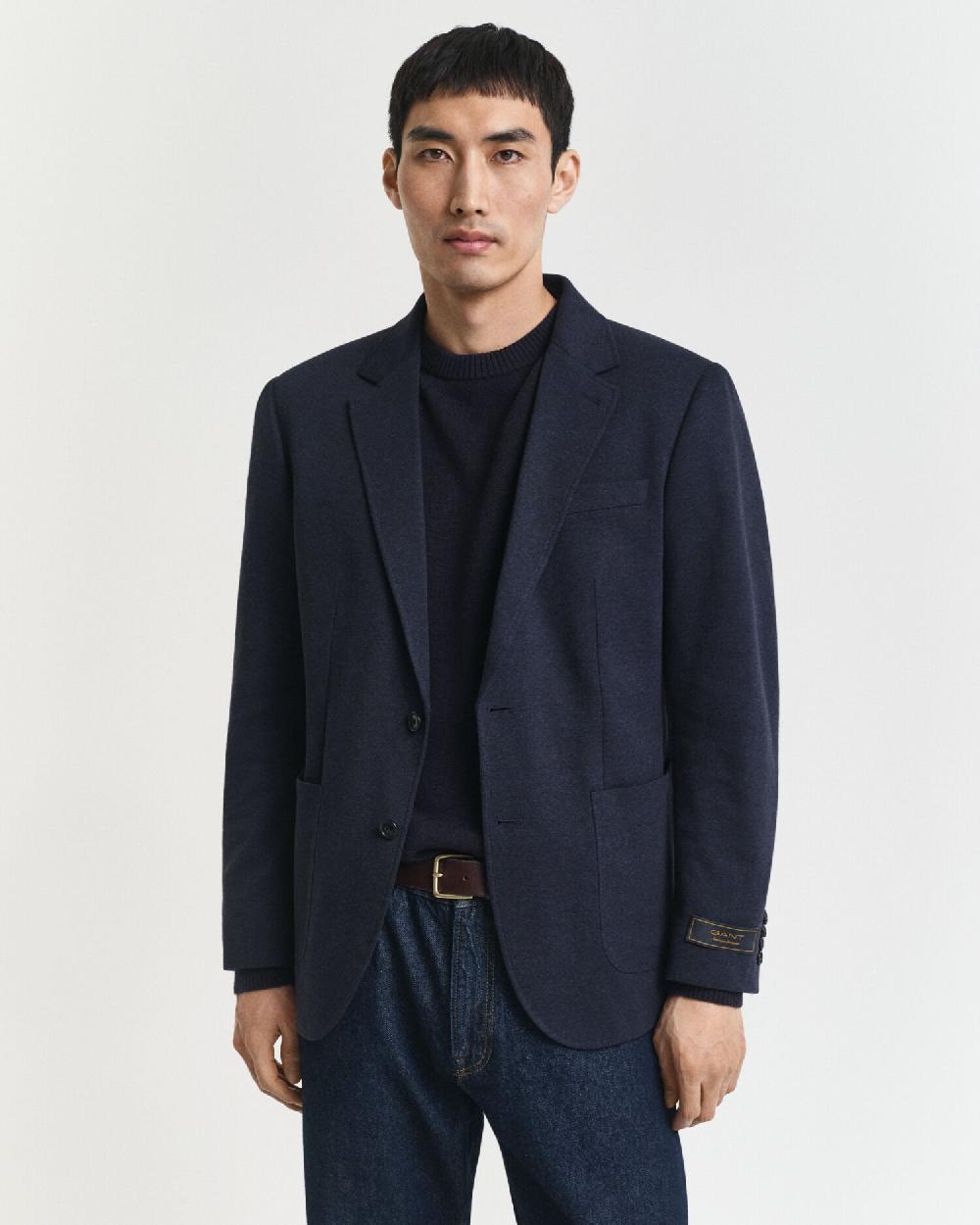 gant Slim Fit Two-Toned Jersey Piqué Blazer dark indigo melange