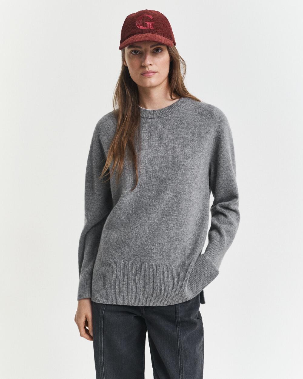 gant Soft Wool Cashmere Blend Crew Neck Sweater charcoal melange