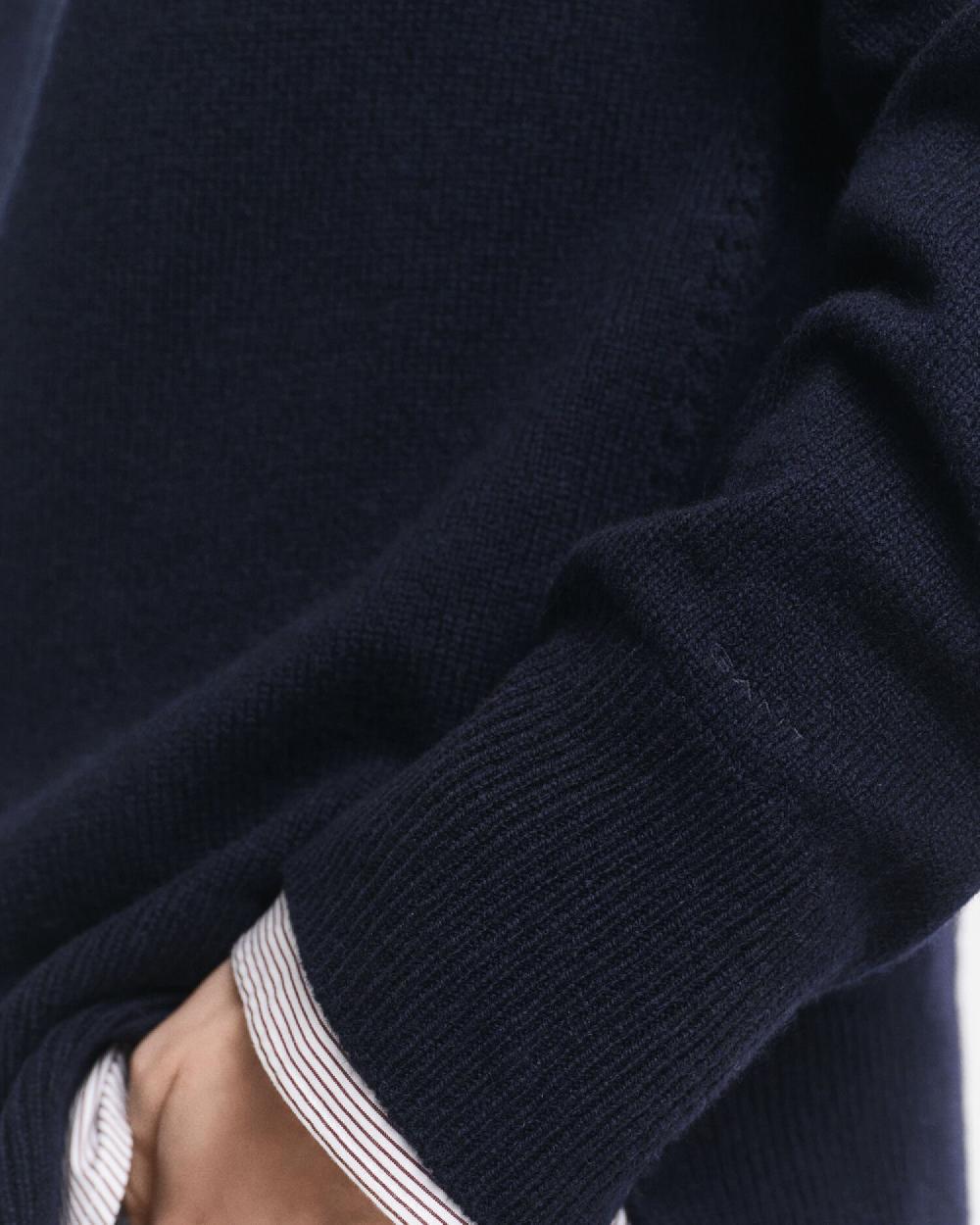 Gant Soft Wool Cashmere Blend Crew Neck Sweater Evening Blue