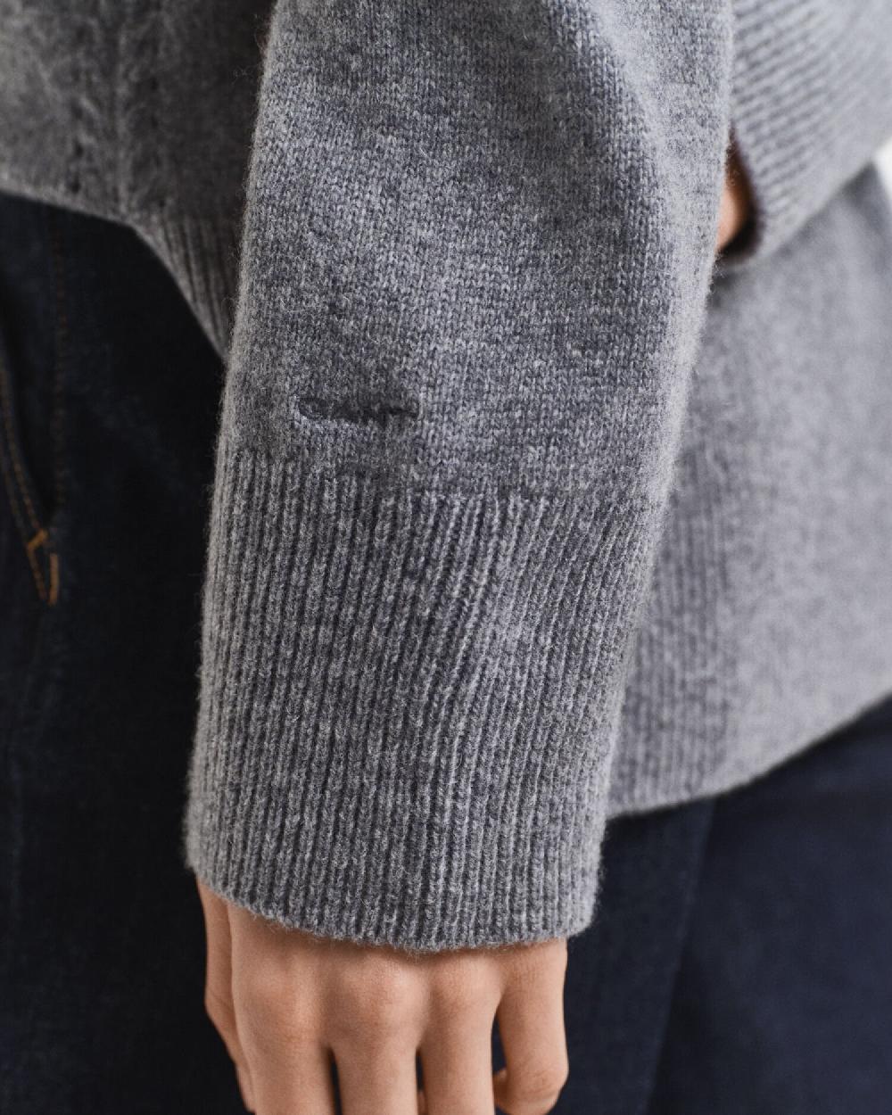 Gant Soft Wool Cashmere Blend Turtleneck Sweater Charcoal Melange