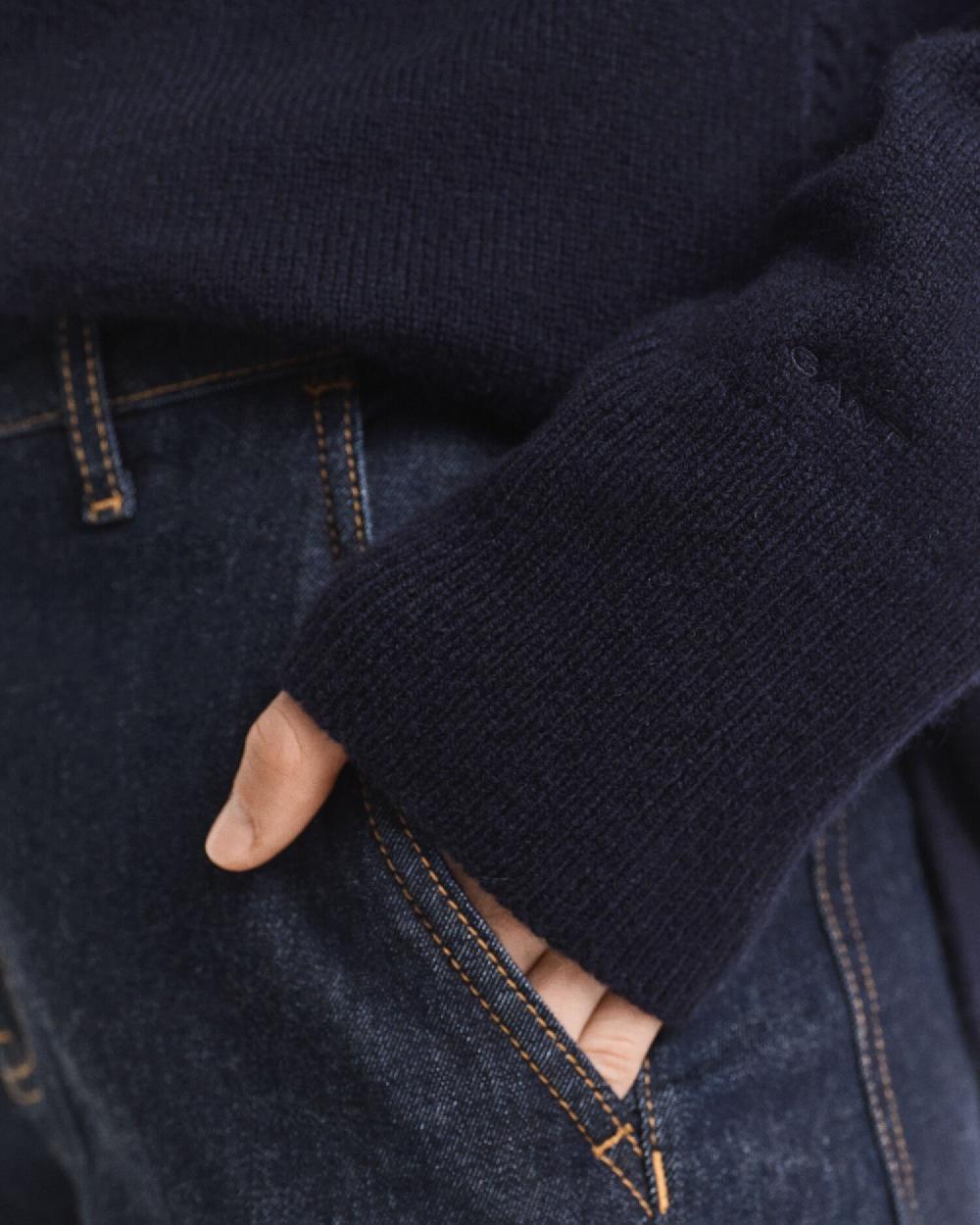 Gant Soft Wool Cashmere Blend Turtleneck Sweater Evening Blue