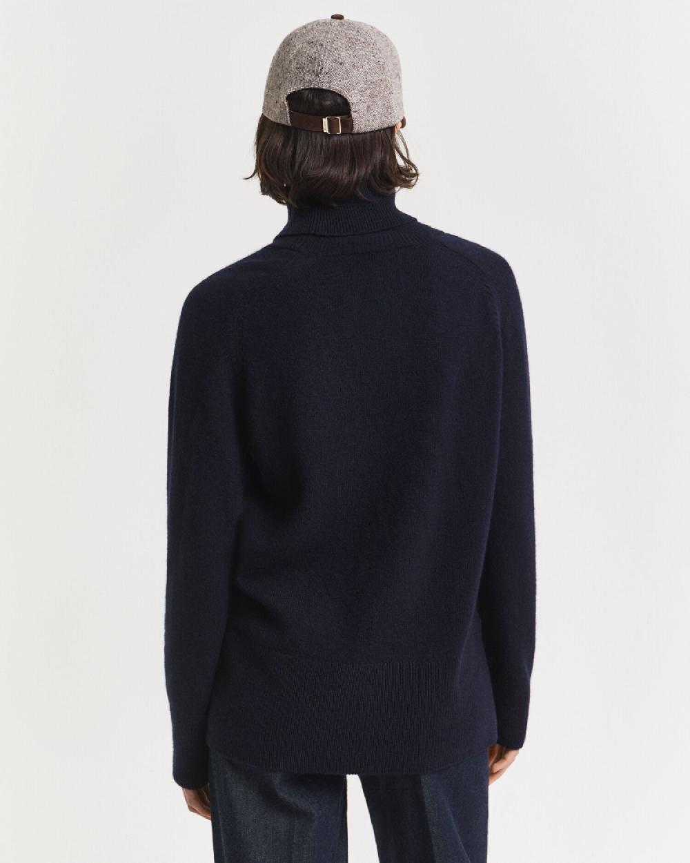 Gant Soft Wool Cashmere Blend Turtleneck Sweater Evening Blue
