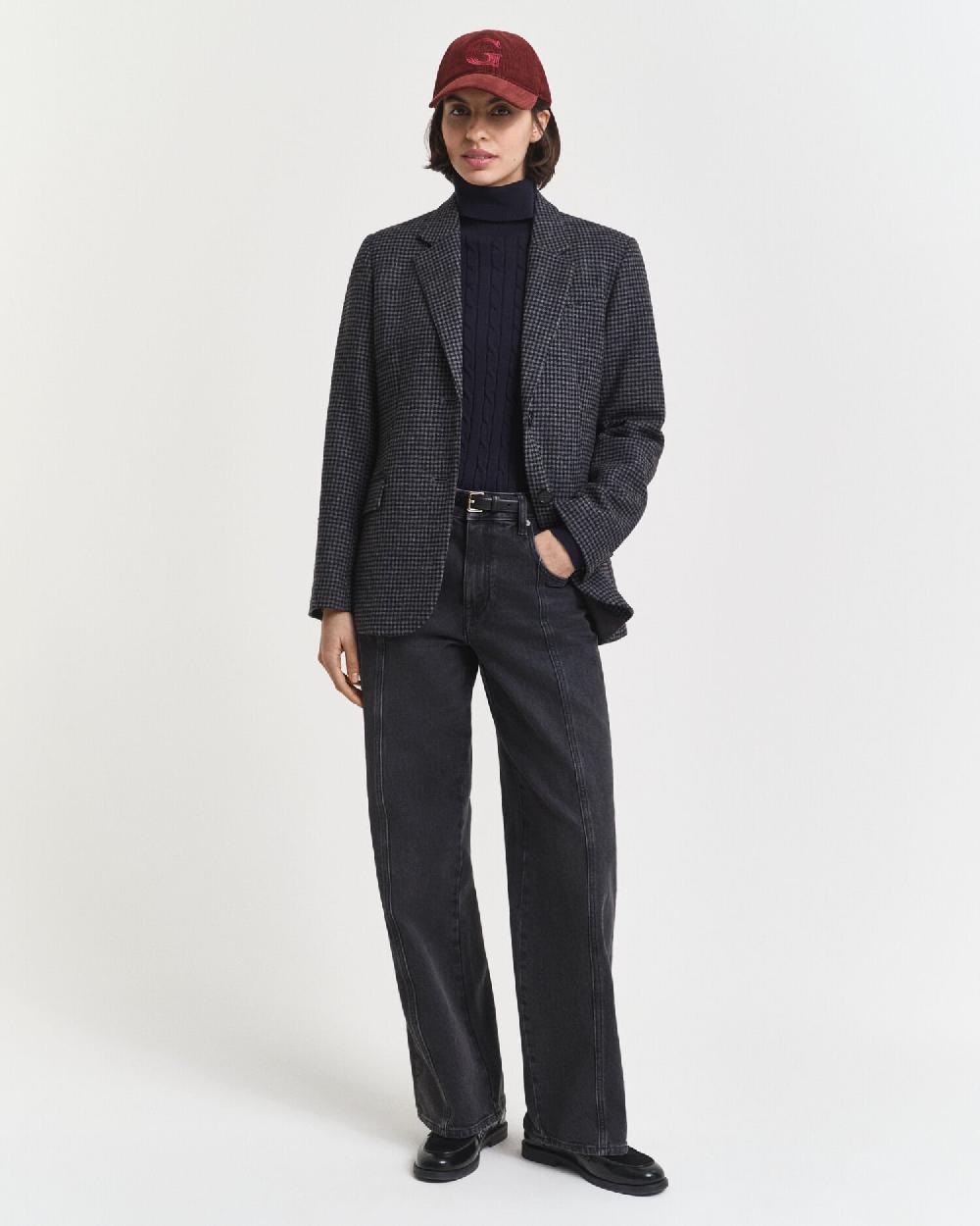 Gant Stretch Cotton Cable Knit Turtleneck Sweater Evening Blue