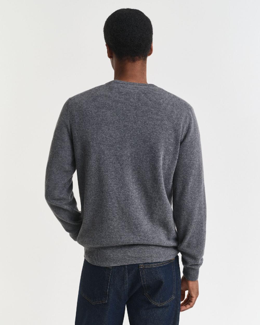 Gant Superfine Lambswool Crew Neck Sweater Charcoal Melange