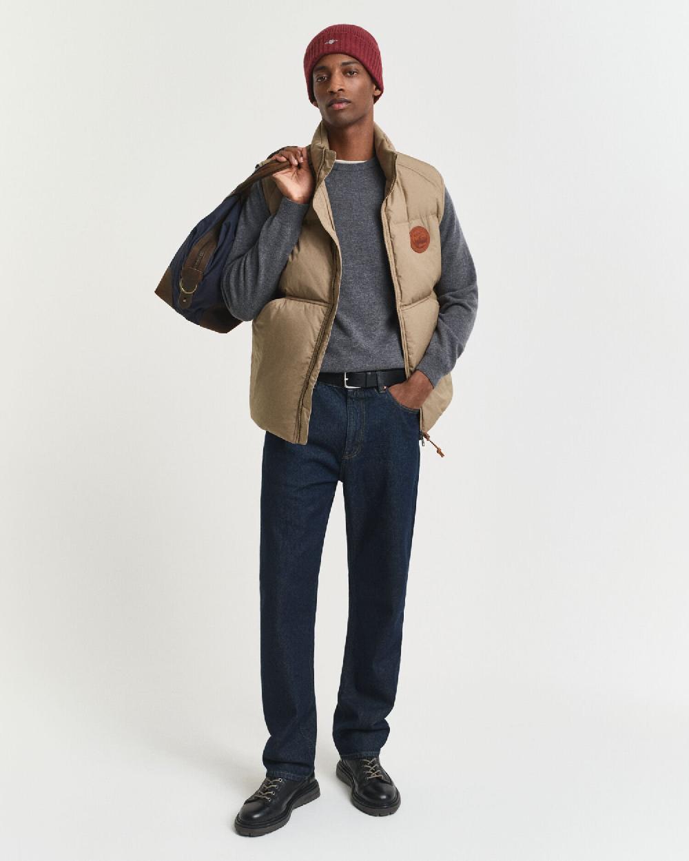 Gant Superfine Lambswool Crew Neck Sweater Charcoal Melange