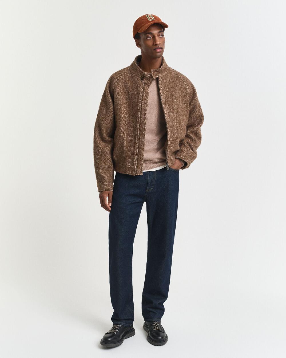 Gant Superfine Lambswool Crew Neck Sweater Dk Sand Melange