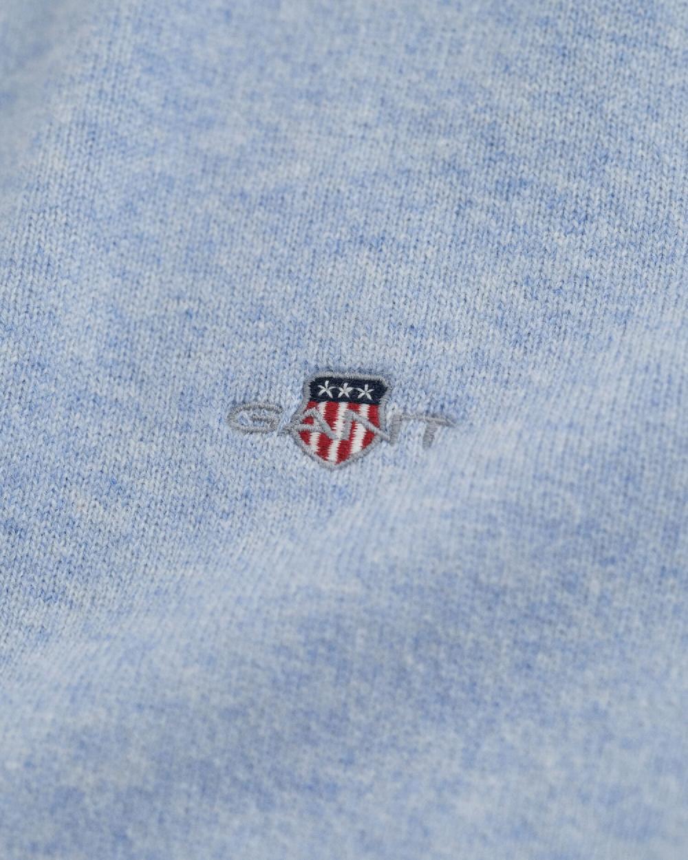 Gant Superfine Lambswool Crew Neck Sweater Light Blue Melange
