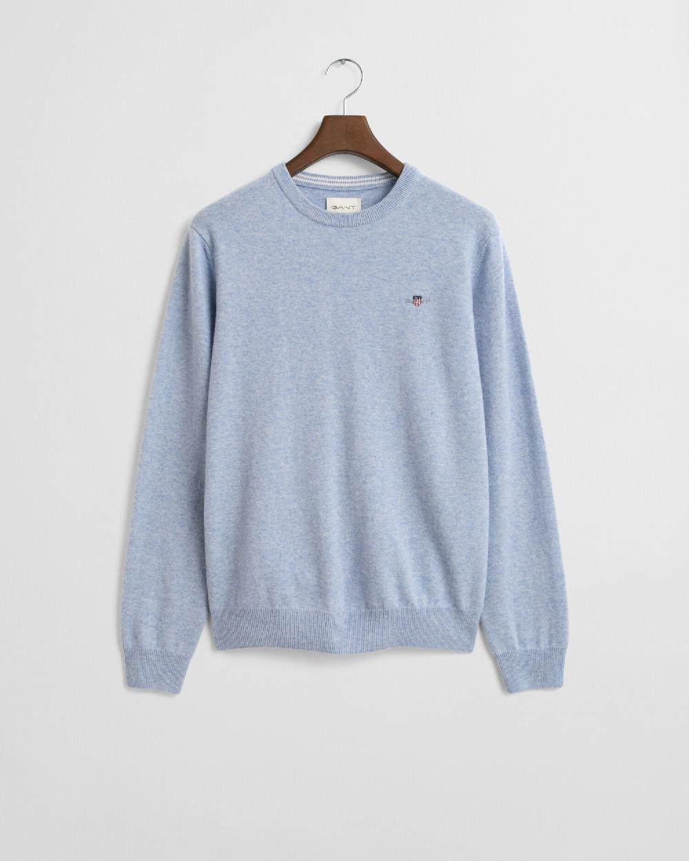 gant Superfine Lambswool Crew Neck Sweater light blue melange