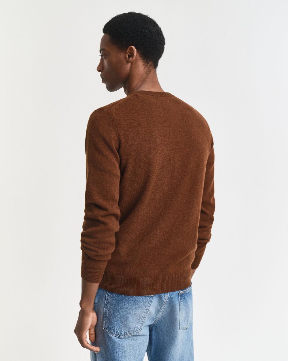 Gant Superfine Lambswool Crew Neck Sweater Mahogany Brown