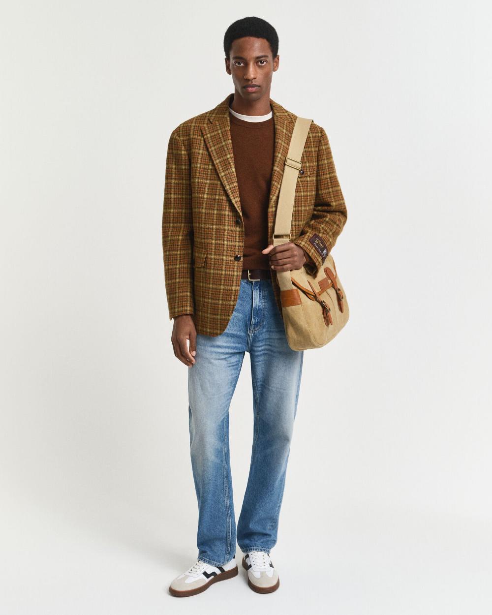 Gant Superfine Lambswool Crew Neck Sweater Mahogany Brown