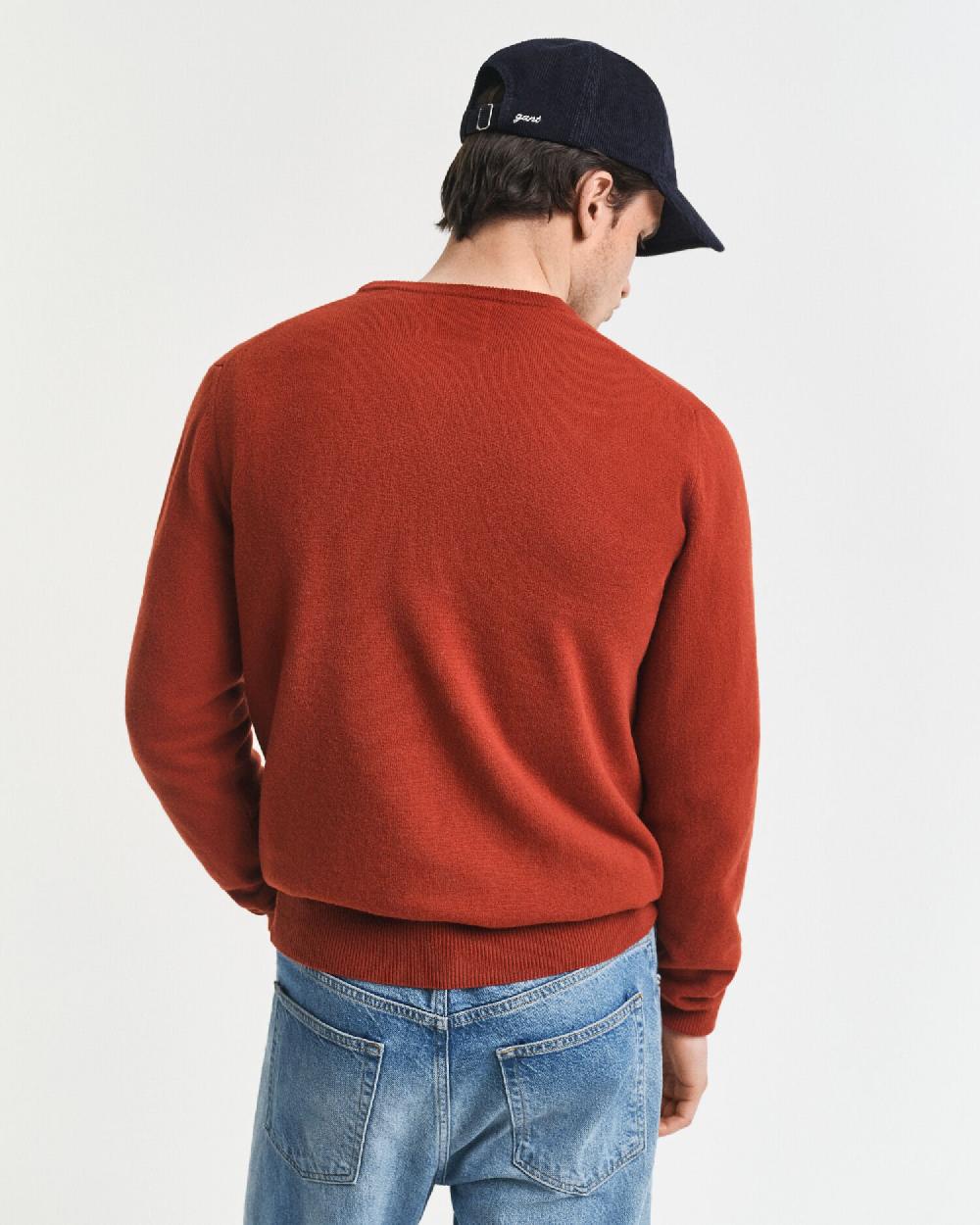 Gant Superfine Lambswool Crew Neck Sweater Modern Rust