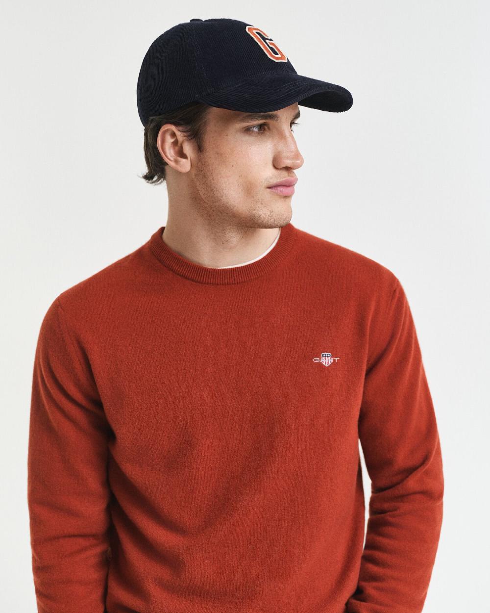 Gant Superfine Lambswool Crew Neck Sweater Modern Rust