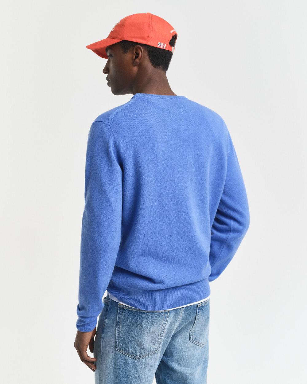 Gant Superfine Lambswool Crew Neck Sweater Perfect Blue