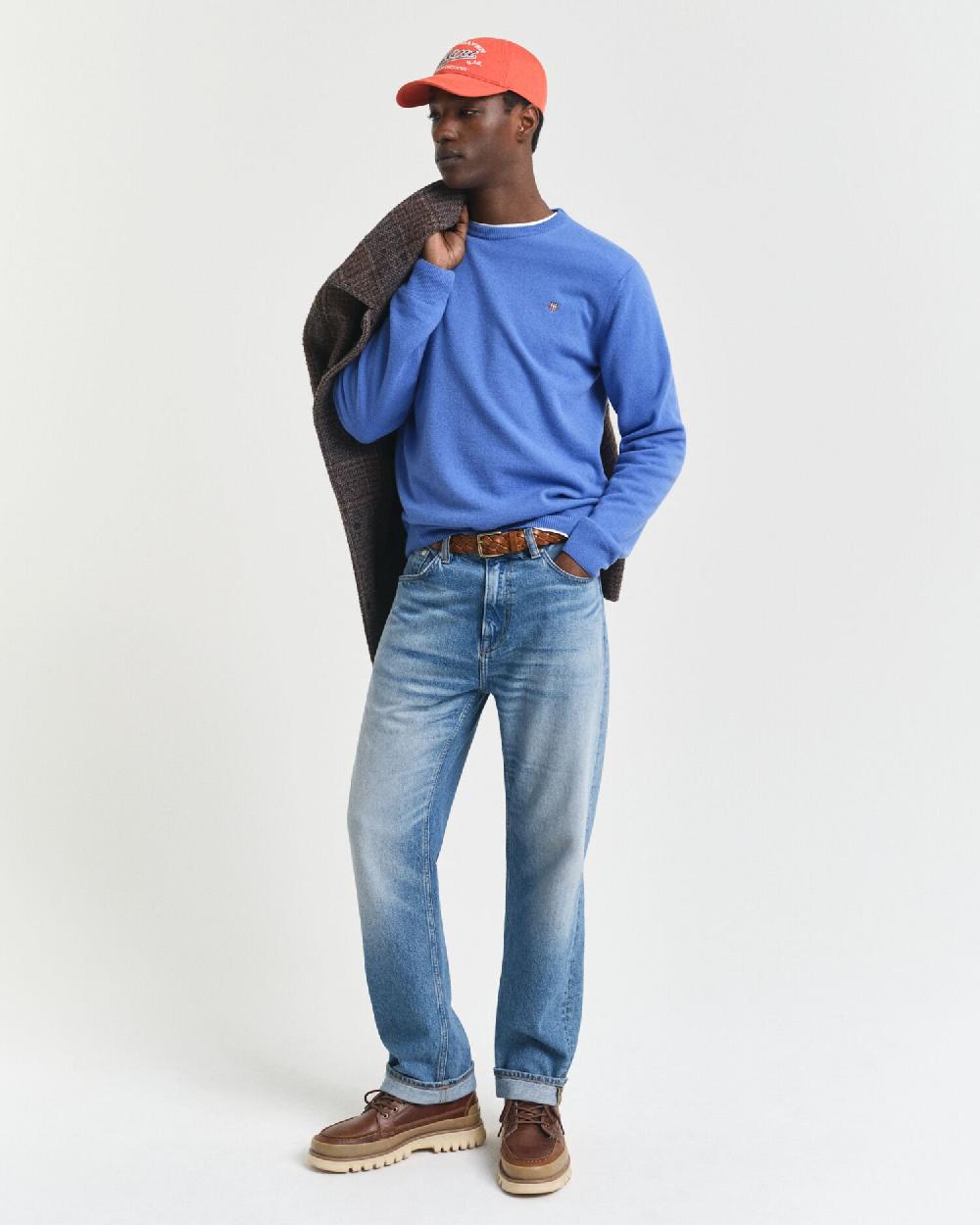 Gant Superfine Lambswool Crew Neck Sweater Perfect Blue