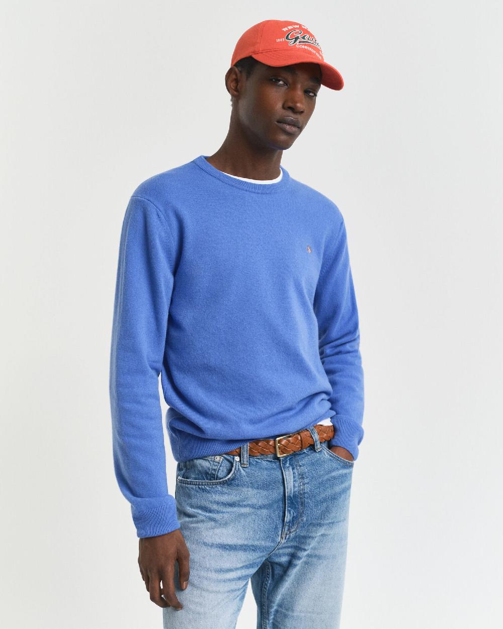 gant Superfine Lambswool Crew Neck Sweater perfect blue