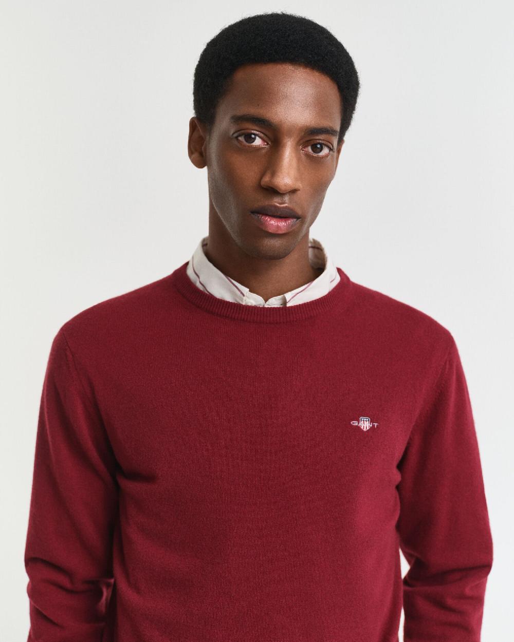 Gant Superfine Lambswool Crew Neck Sweater Plumped Red