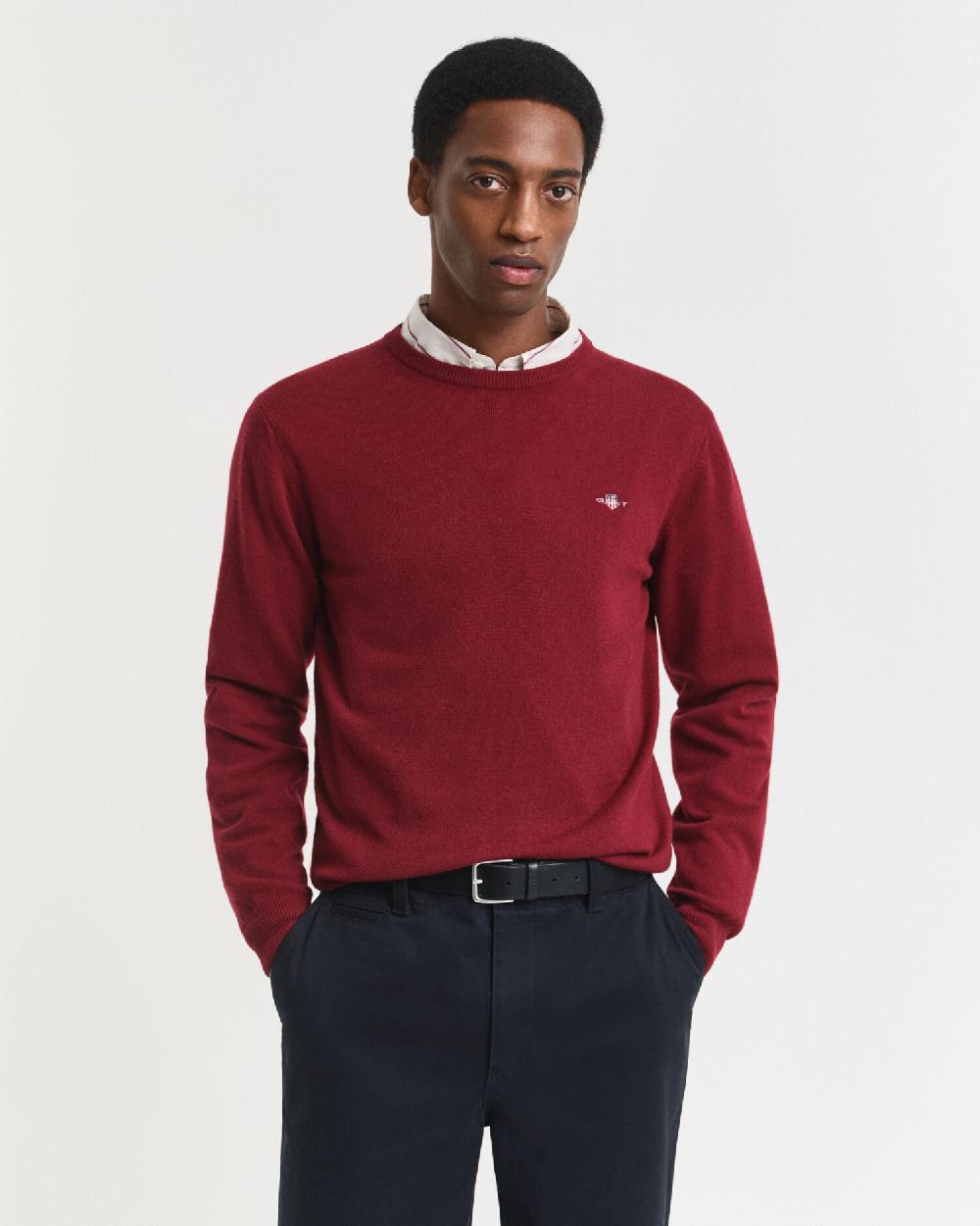 gant Superfine Lambswool Crew Neck Sweater plumped red