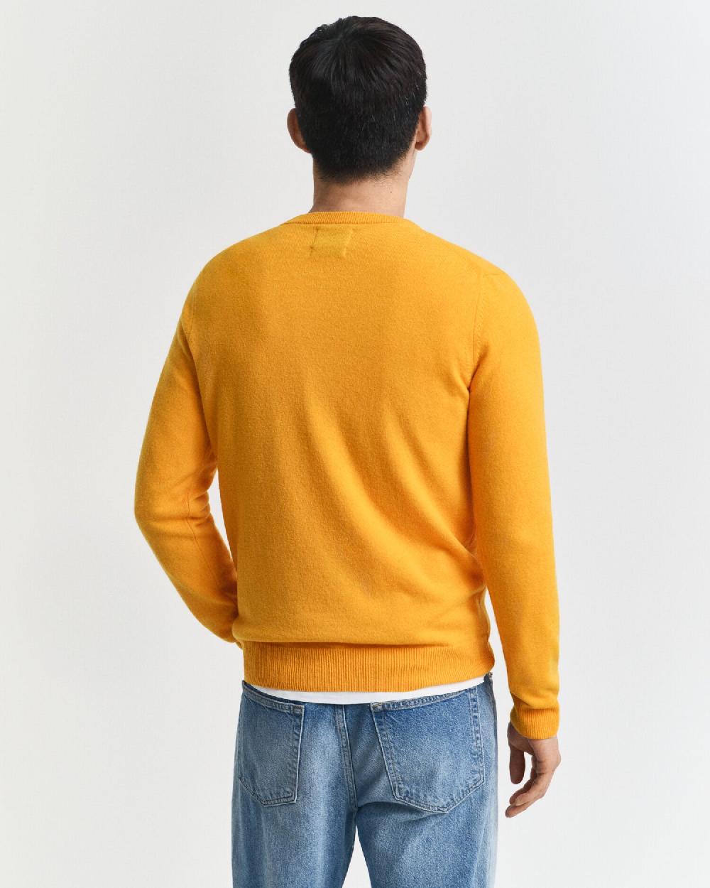 Gant Superfine Lambswool Crew Neck Sweater Yellow Lichen