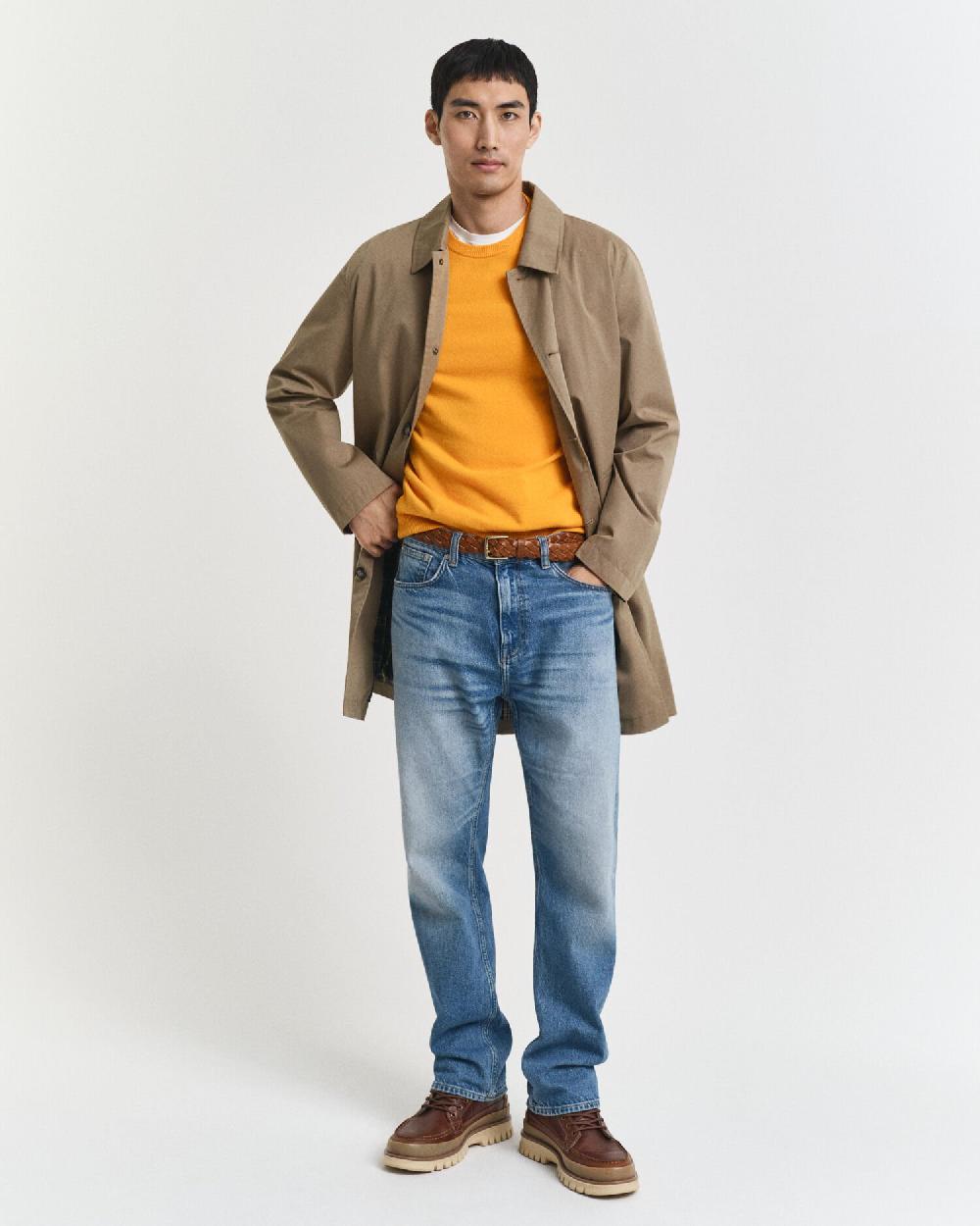 Gant Superfine Lambswool Crew Neck Sweater Yellow Lichen