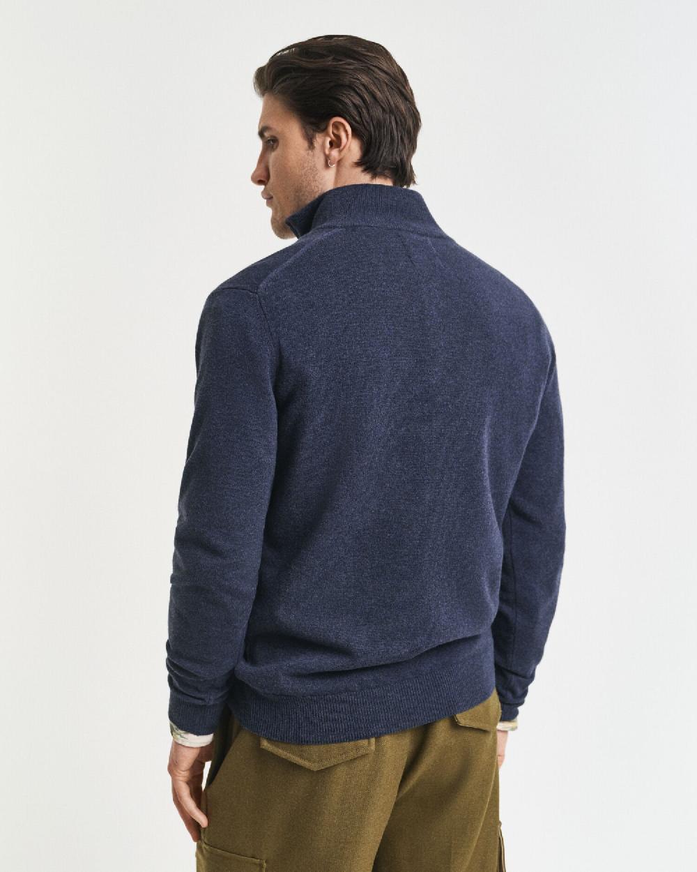 Gant Superfine Lambswool Half-Zip Sweater Dark Navy Melange