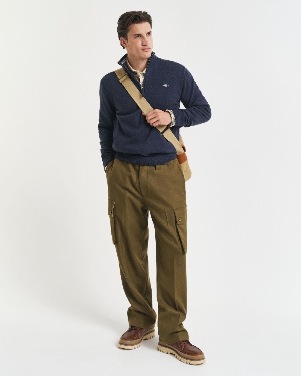 Gant Superfine Lambswool Half-Zip Sweater Dark Navy Melange