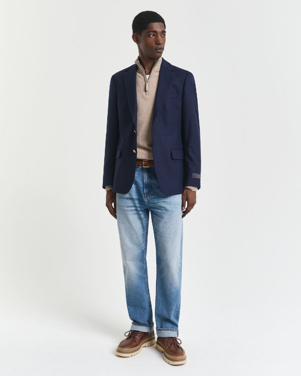 Gant Superfine Lambswool Half-Zip Sweater Dk Sand Melange