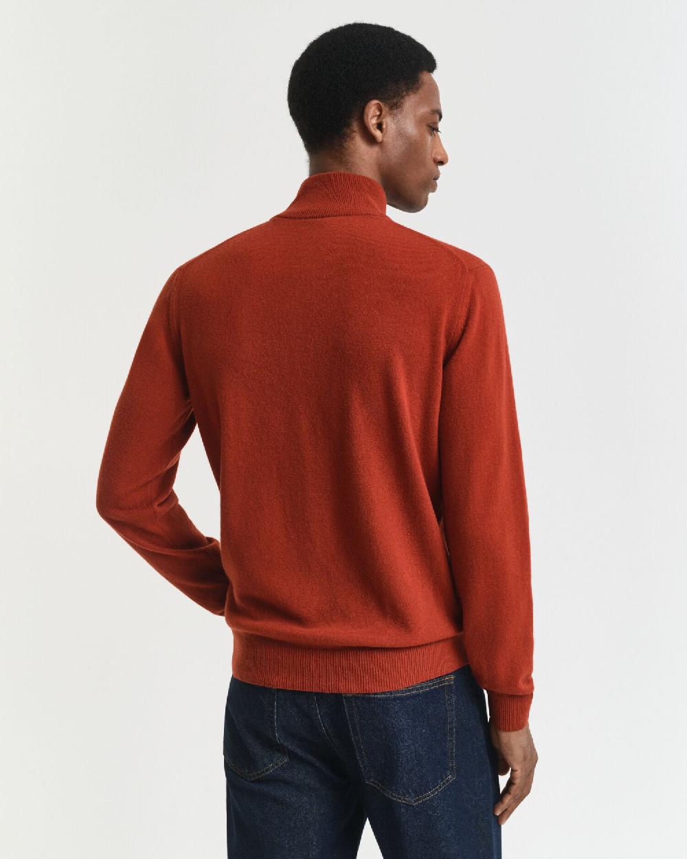 Gant Superfine Lambswool Half-Zip Sweater Modern Rust