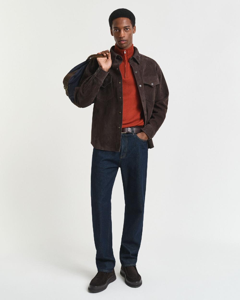 Gant Superfine Lambswool Half-Zip Sweater Modern Rust