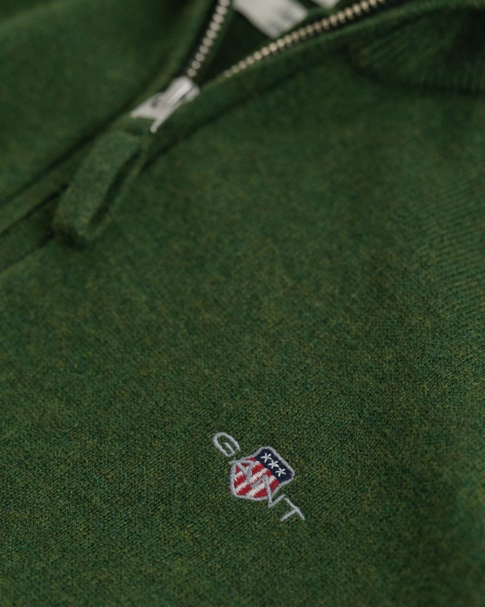 Gant Superfine Lambswool Half-Zip Sweater Moss Green