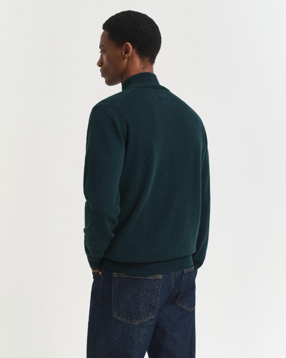 Gant Superfine Lambswool Half-Zip Sweater Tartan Green