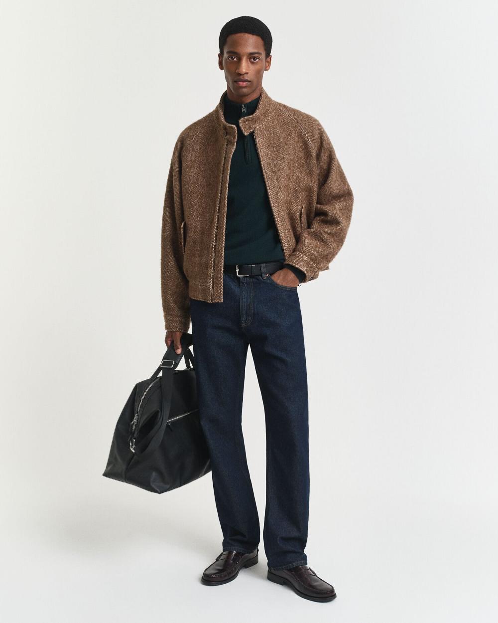 Gant Superfine Lambswool Half-Zip Sweater Tartan Green