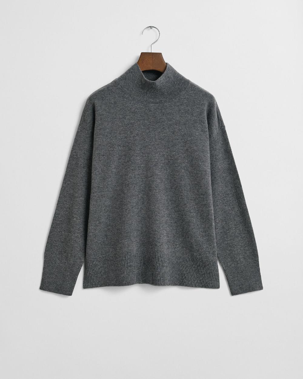 gant Superfine Lambswool Turtleneck Sweater charcoal melange