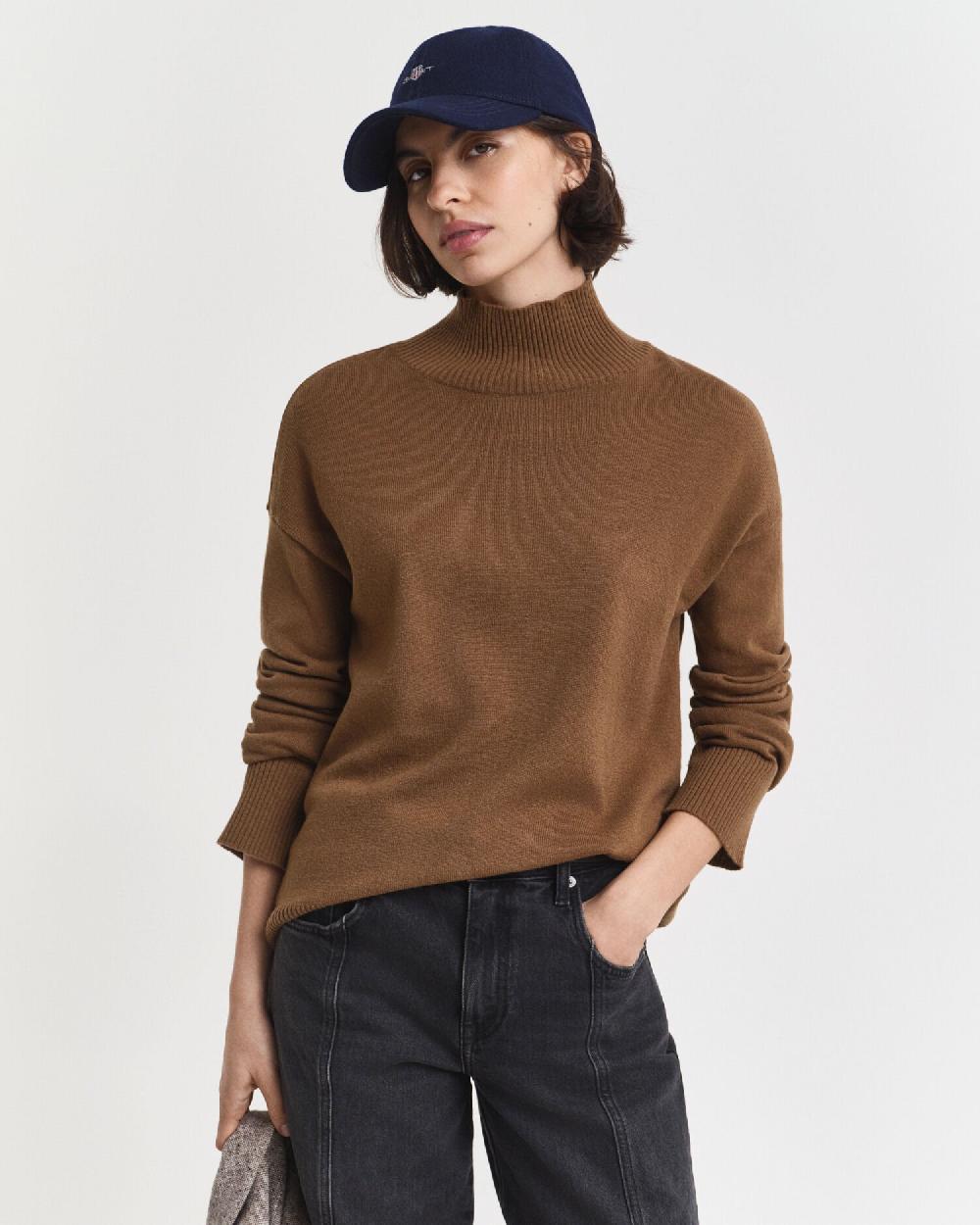 gant Superfine Lambswool Turtleneck Sweater warm khaki