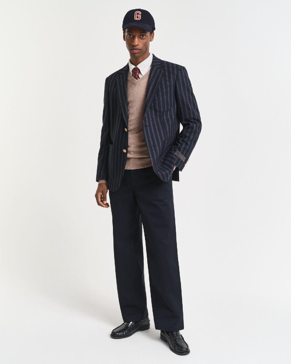 Gant Superfine Lambswool V-Neck Sweater Dk Sand Melange