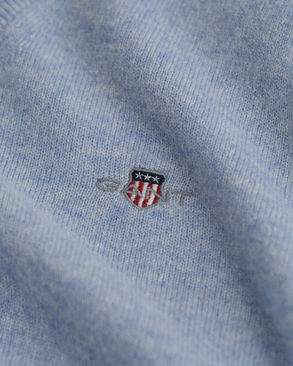 Gant Superfine Lambswool V-Neck Sweater Light Blue Melange