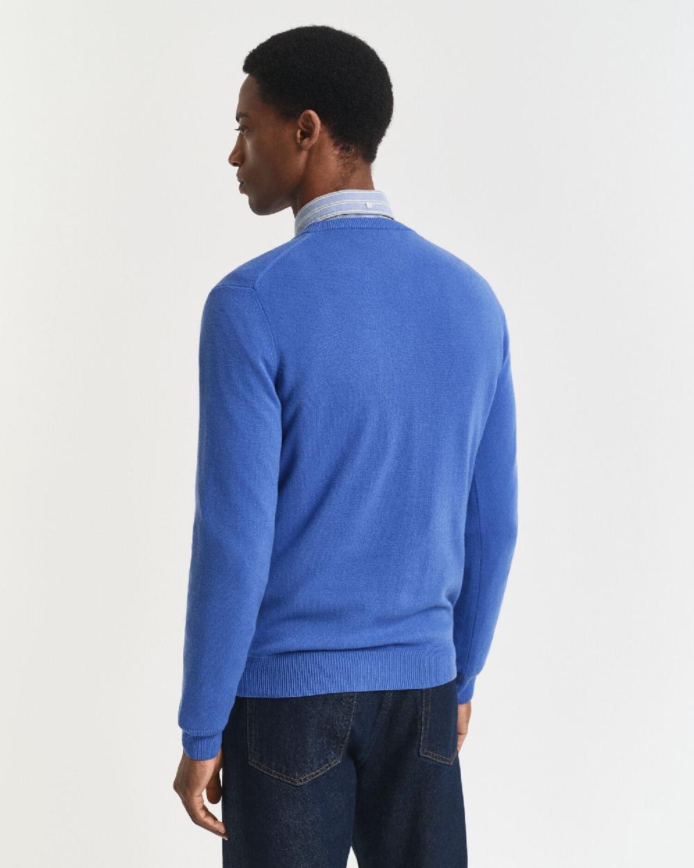 Gant Superfine Lambswool V-Neck Sweater Perfect Blue