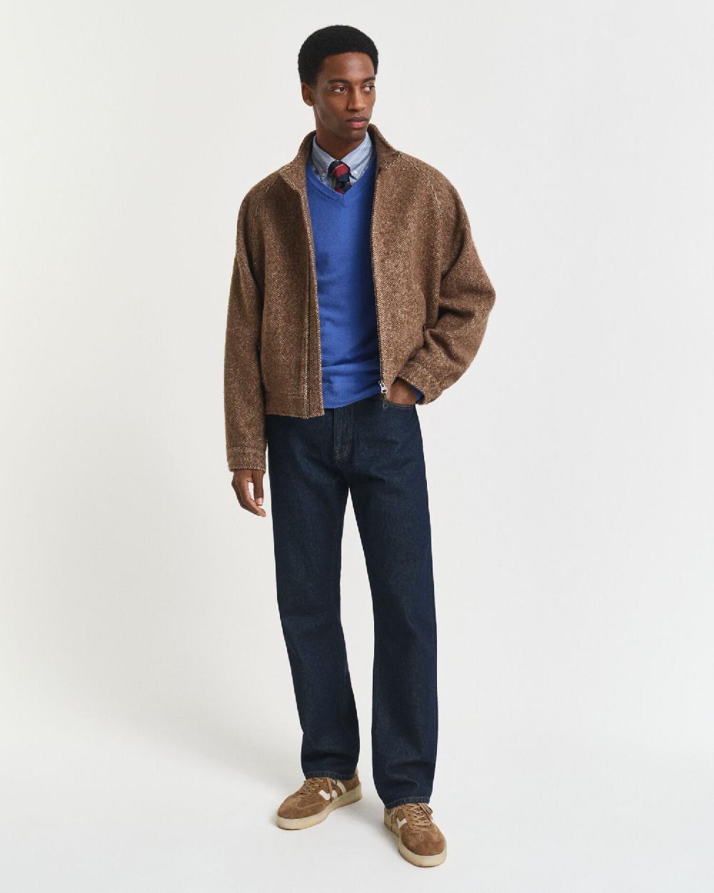 Gant Superfine Lambswool V-Neck Sweater Perfect Blue