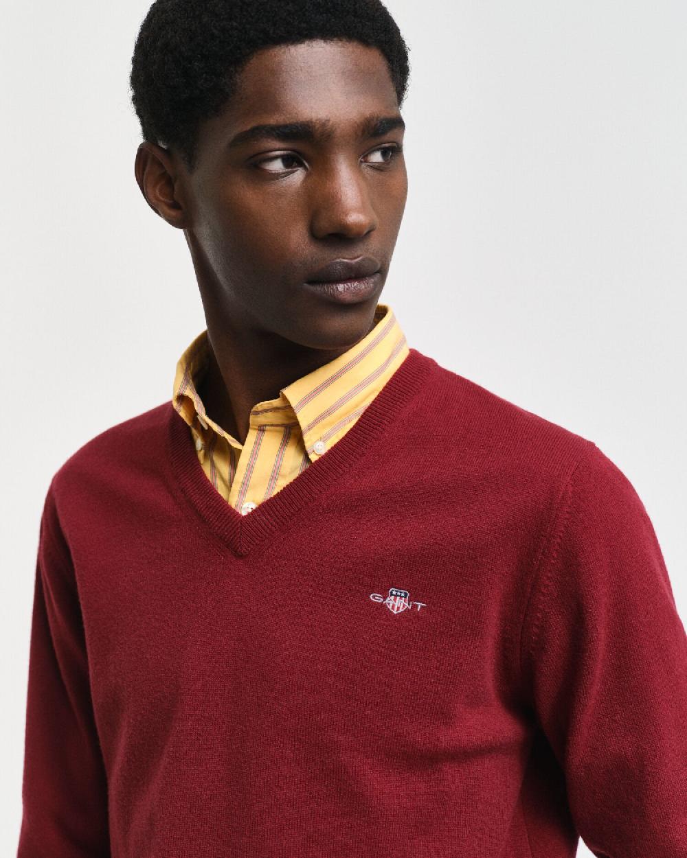 Gant Superfine Lambswool V-Neck Sweater Plumped Red