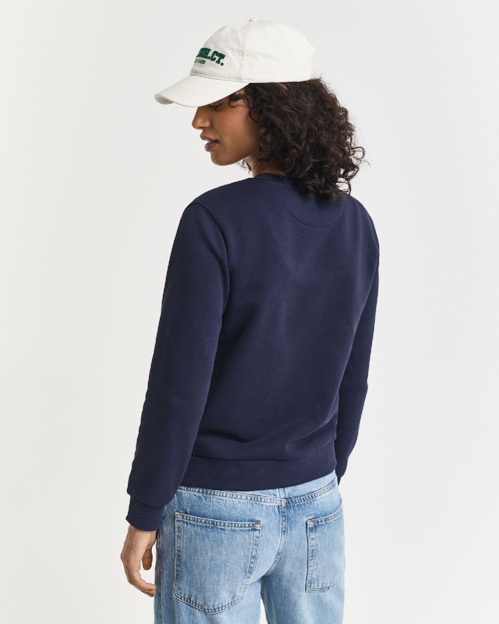 Gant Tonal Shield Crew Neck Sweatshirt Evening Blue