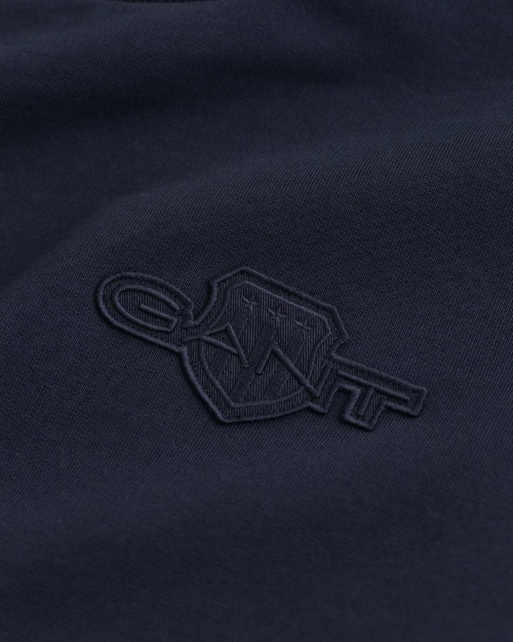 Gant Tonal Shield Crew Neck Sweatshirt Evening Blue