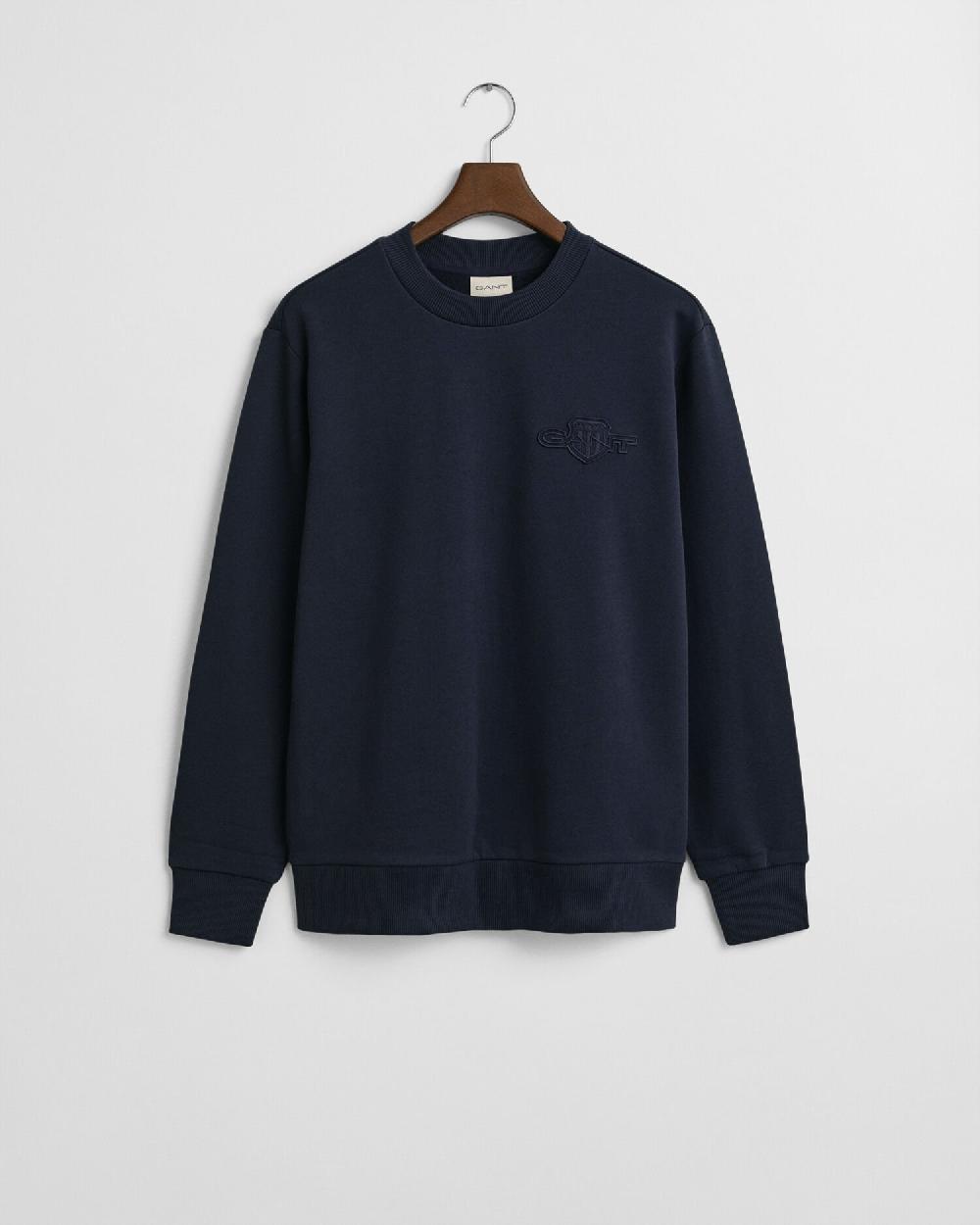 gant Tonal Shield Crew Neck Sweatshirt evening blue