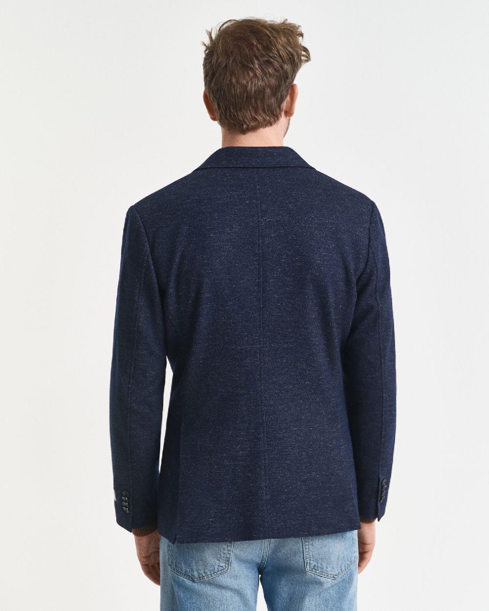 Gant Two-Tone Wool Cotton Jersey Blazer Evening Blue